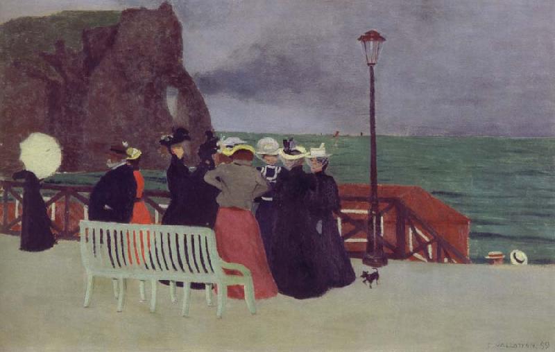 Felix Vallotton The Beach Promenade in Etretat oil painting picture